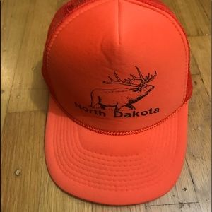Vintage North Dakota Trucker Mesh Cap Snapback hunter’s orange